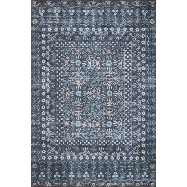 Rifle Paper Co. x Loloi Maison MAO03 Rosette Blue Rug & Reviews Birch Lane
